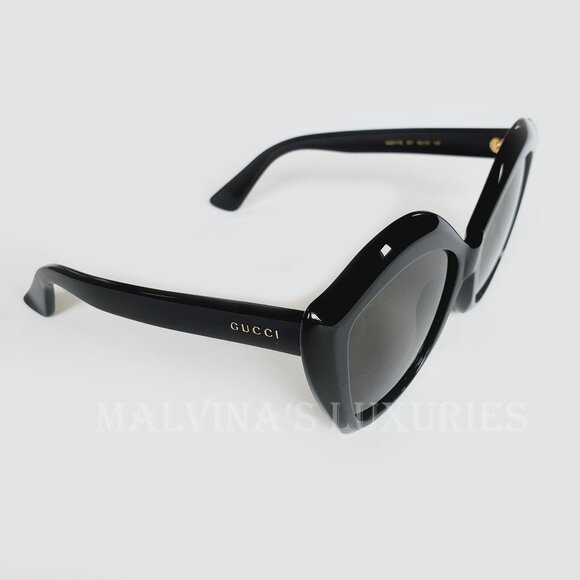 GUCCI SUNGLASSES GG0117S 001 OVERSIZED CAT EYE BLACK ACETATE LIPS - Picture 4 of 13